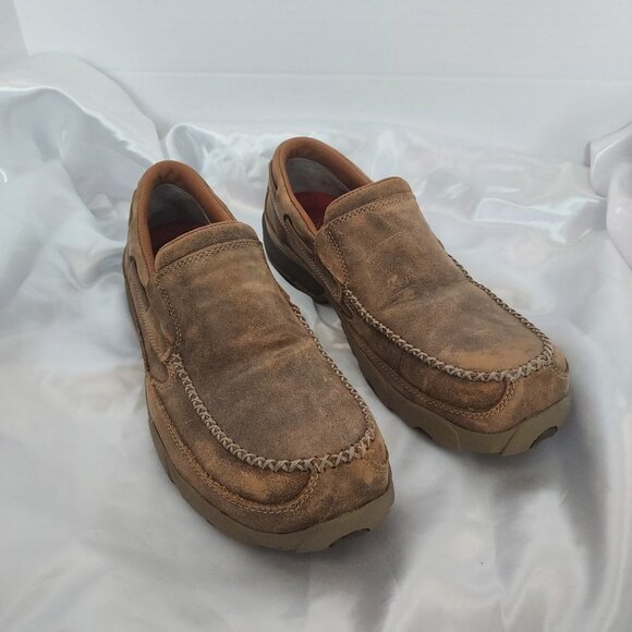 Twisted X Men's Distressed Bomber Driving Moccasin Loafters Size 9.5 - Picture 1 of 10